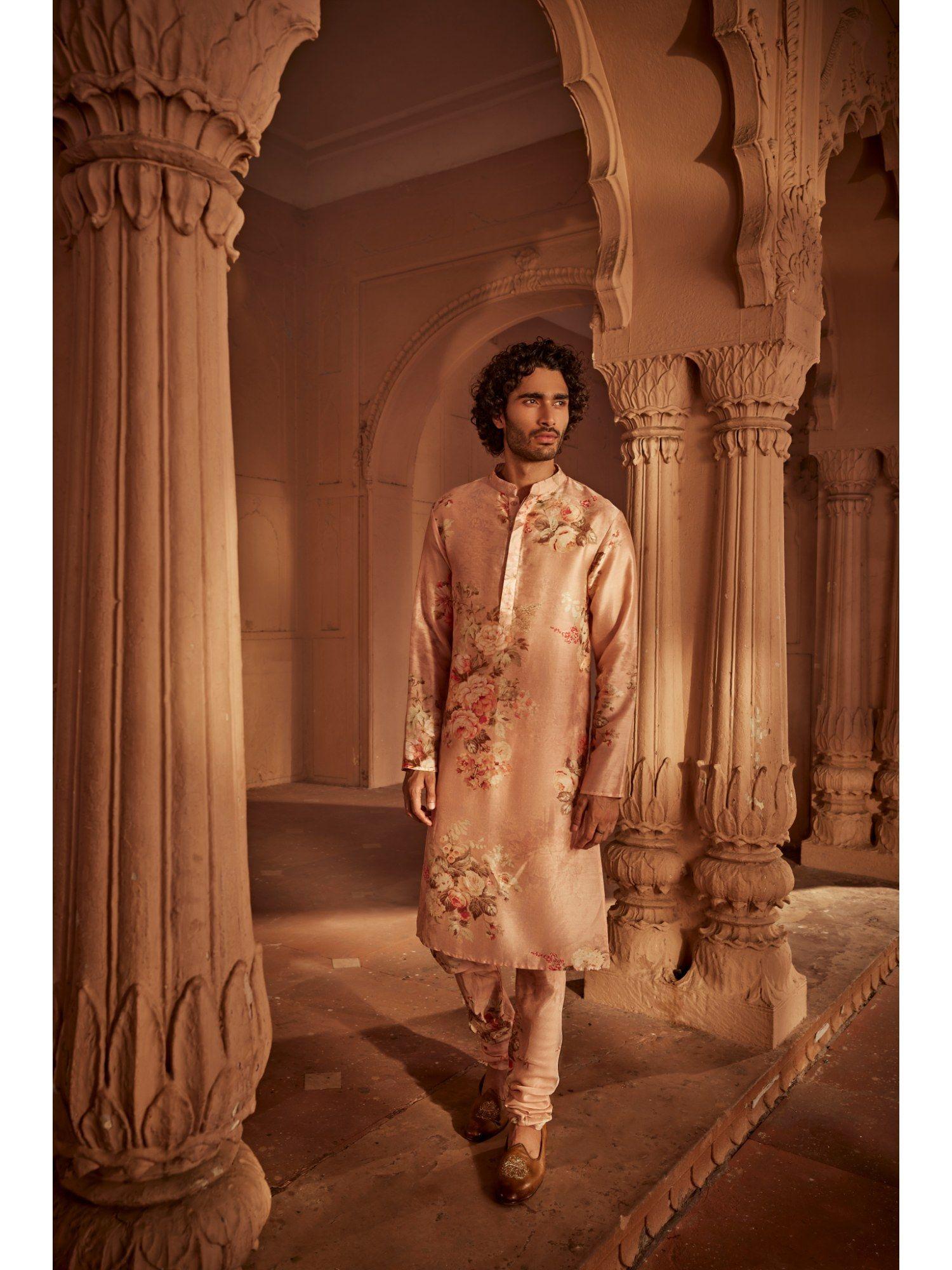 pink abeer kurta with churidar (set of 2)