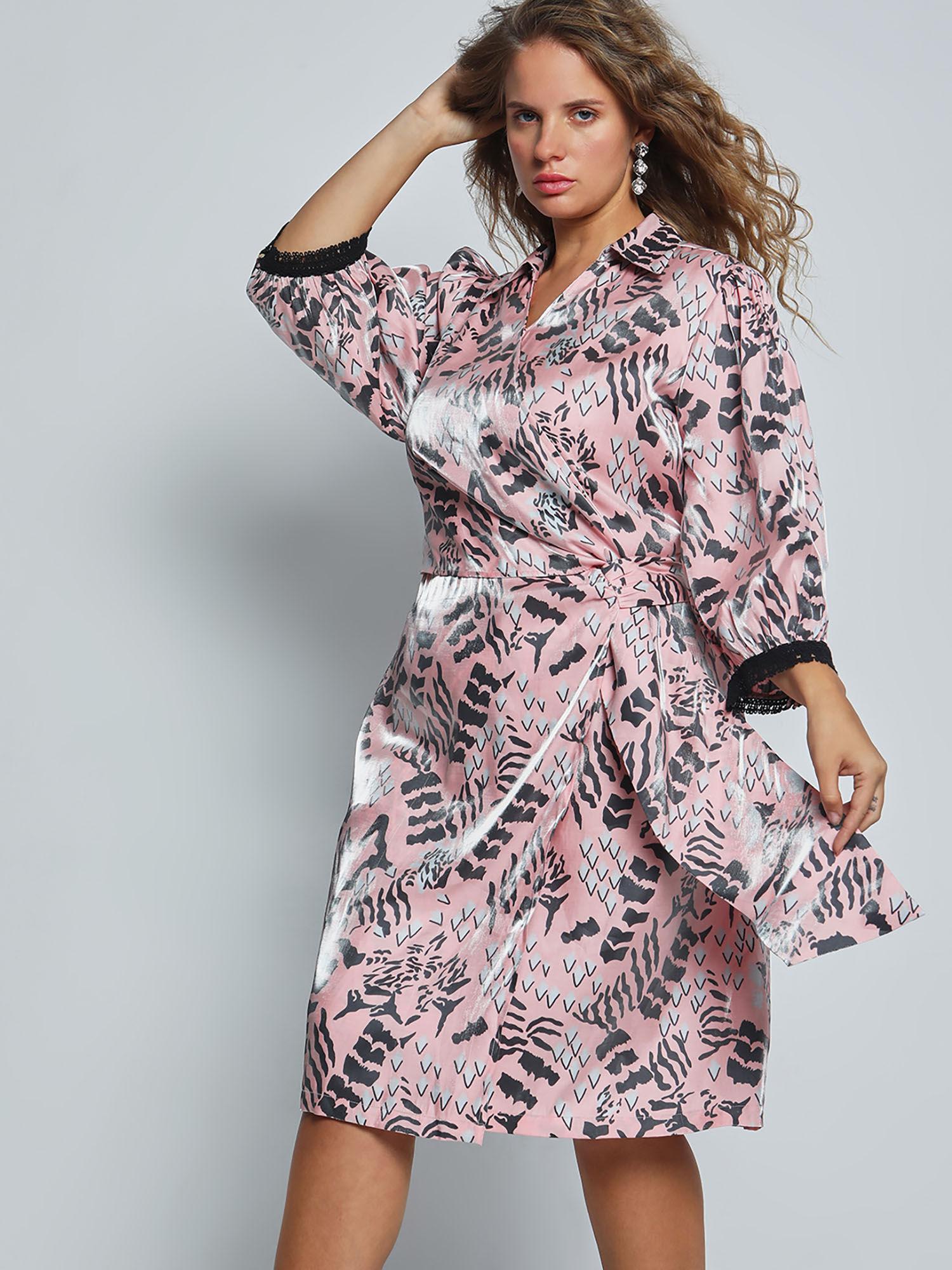 pink abstract print dress