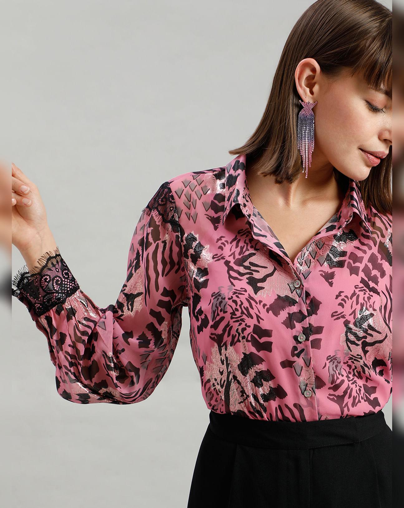 pink abstract print shirt