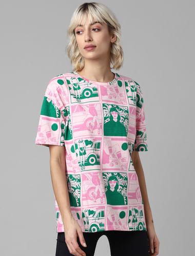 pink all over printed t-shirt