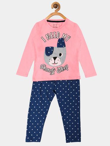 pink and blue printed pyjama (set of 2)