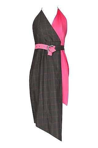 pink and brown checkered dress