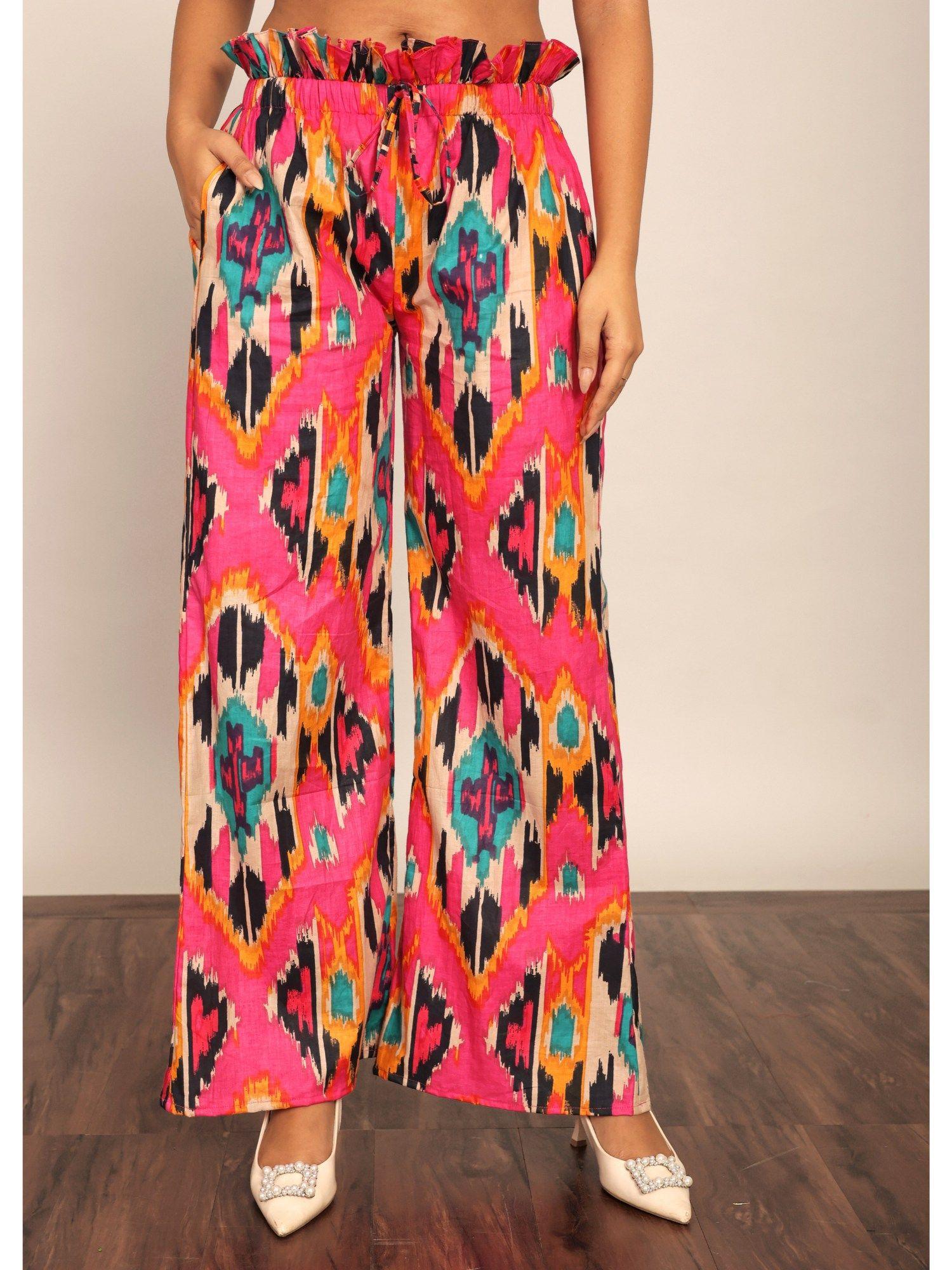 pink and multi relaxed flared palazzo