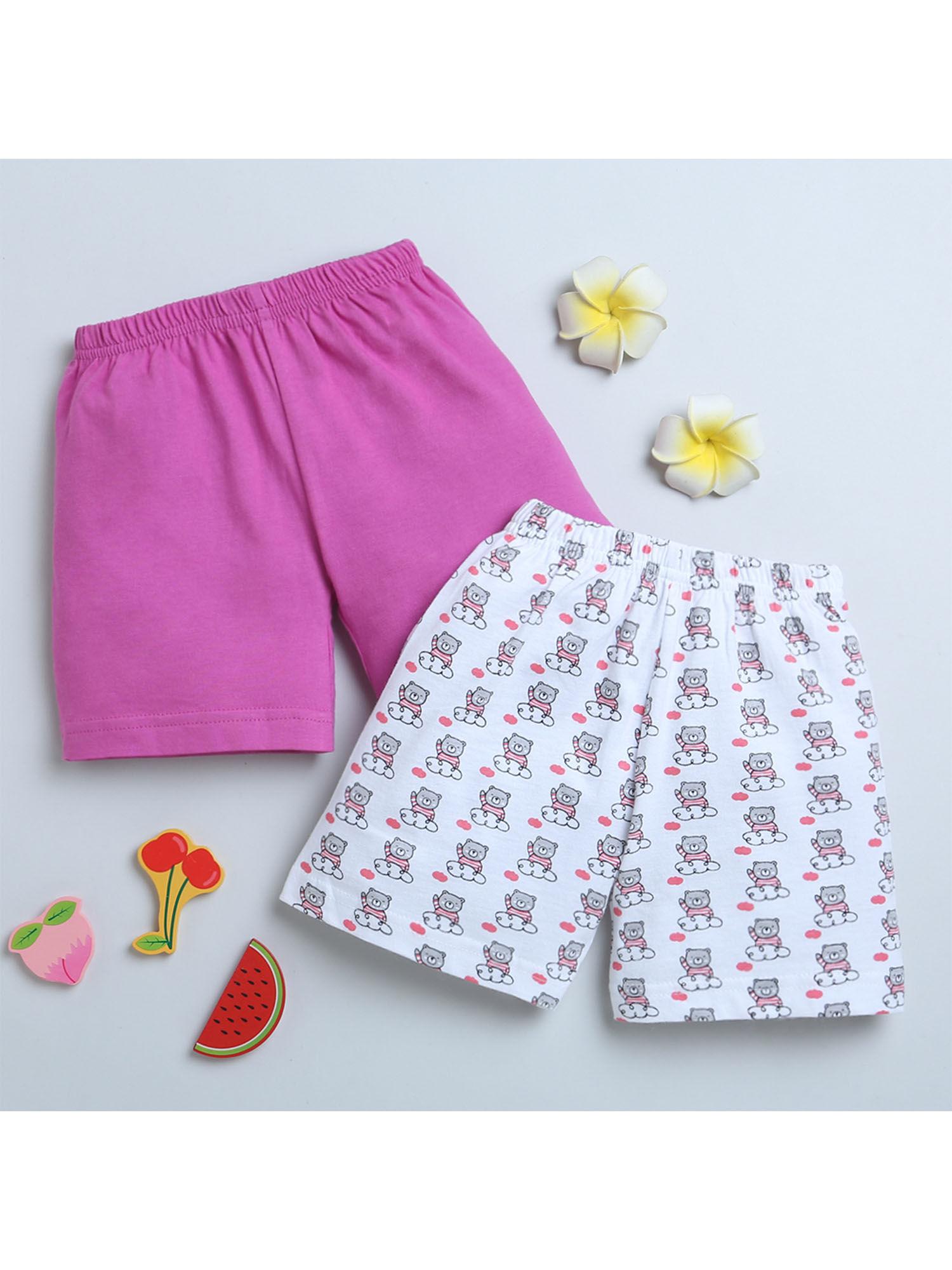 pink and white girls shorts (set of 2)
