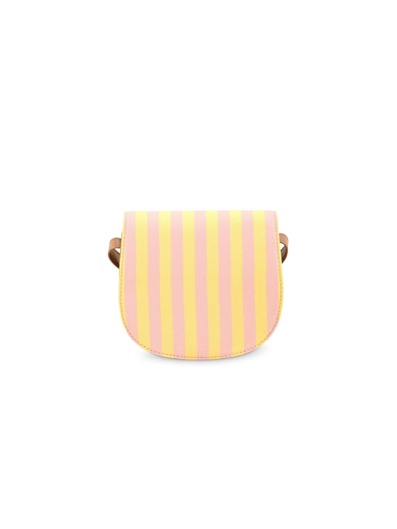 pink and yellow nautical striped casual sling bag for women