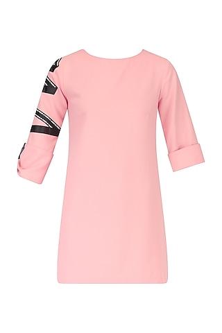 pink bandaged sleeve dress