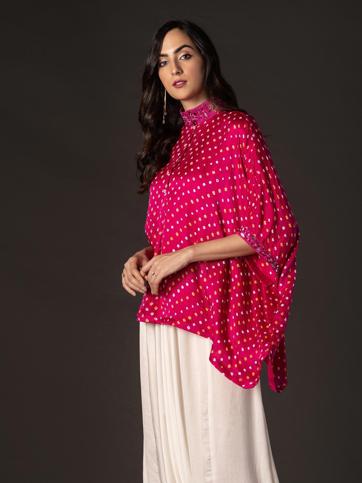 pink bandhani oversize top