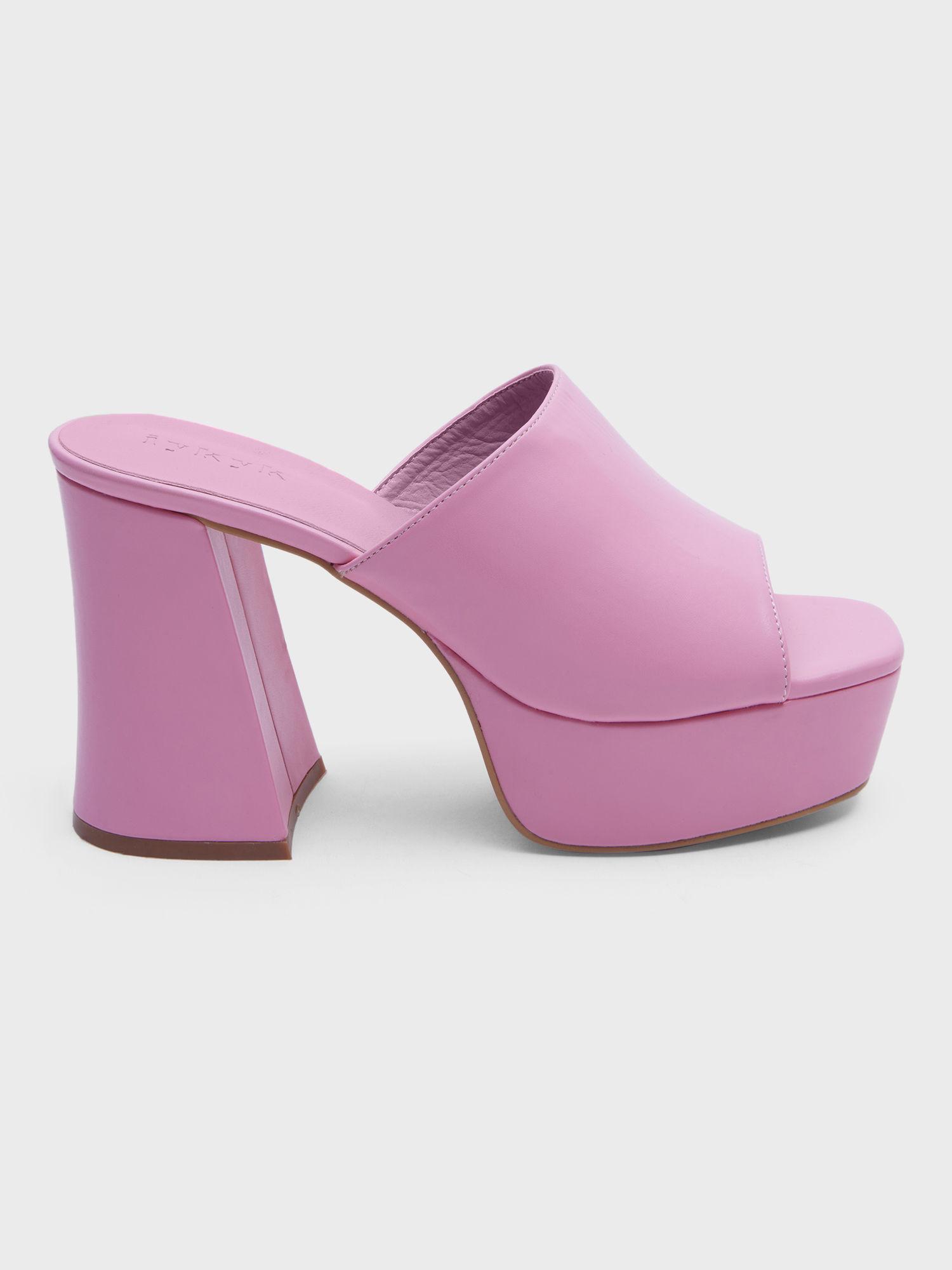 pink barbiecore chunky platform block heel