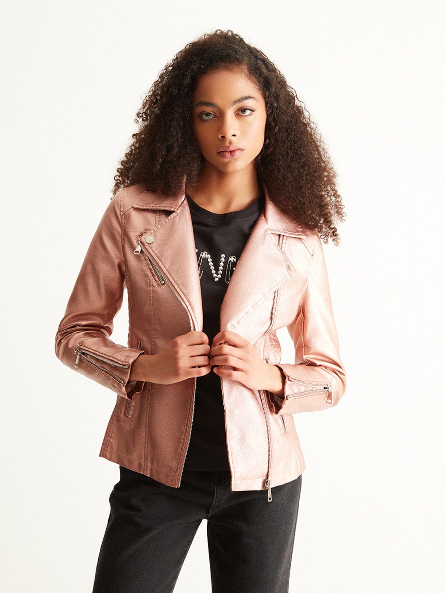 pink biker jacket