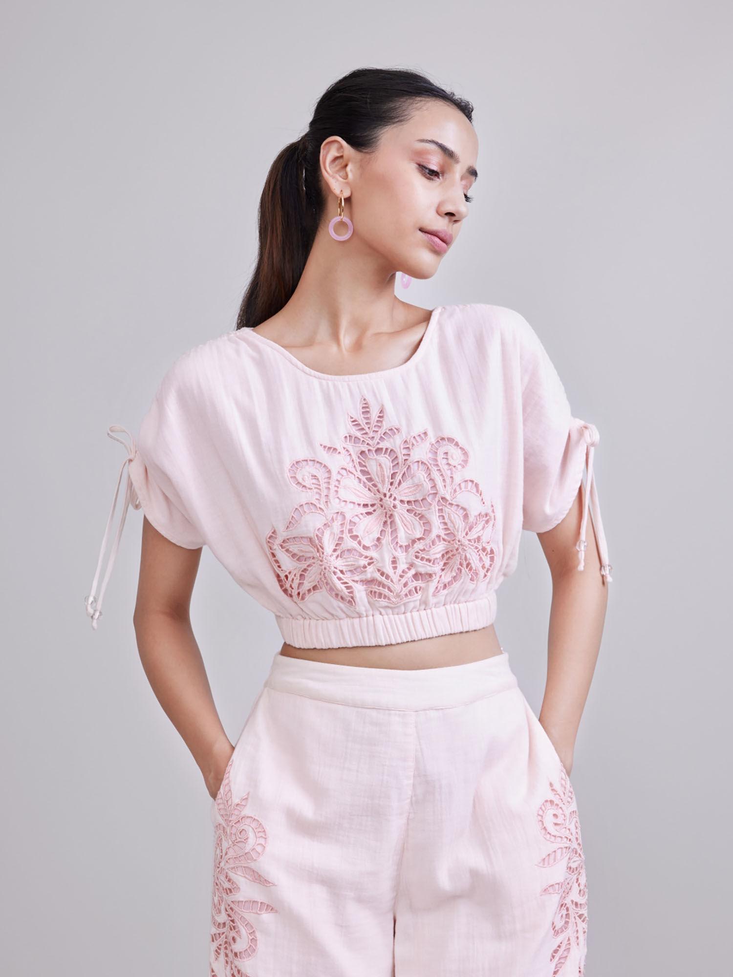 pink blossom crop top