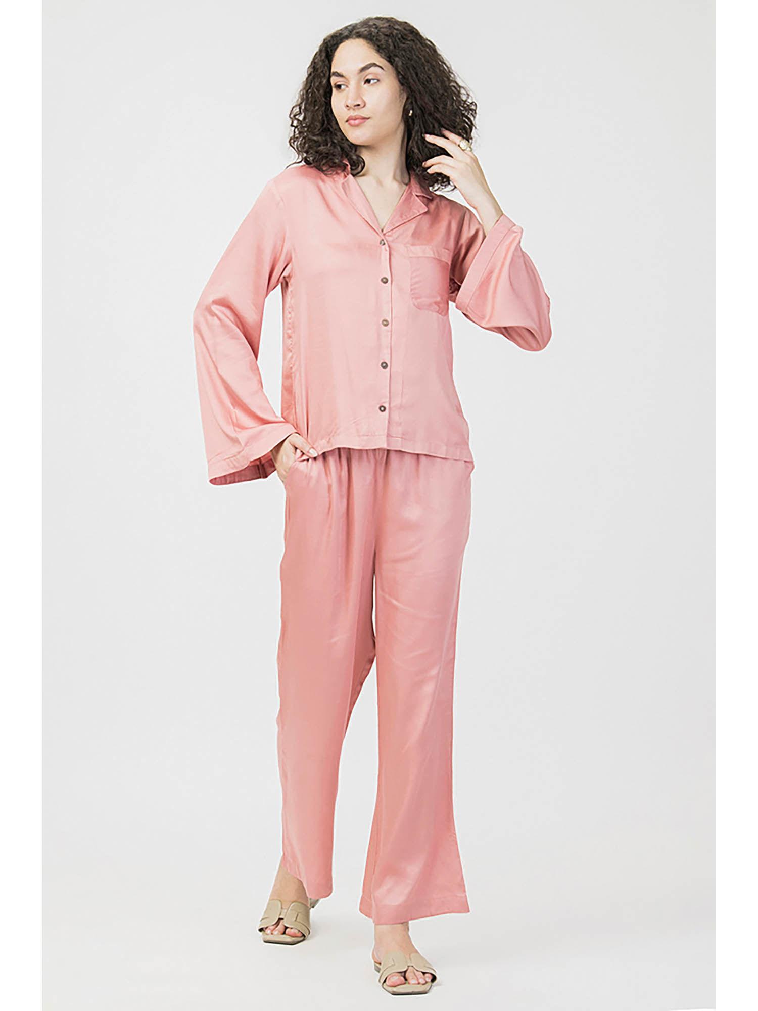 pink blush loungewear shirt & pant (set of 2)