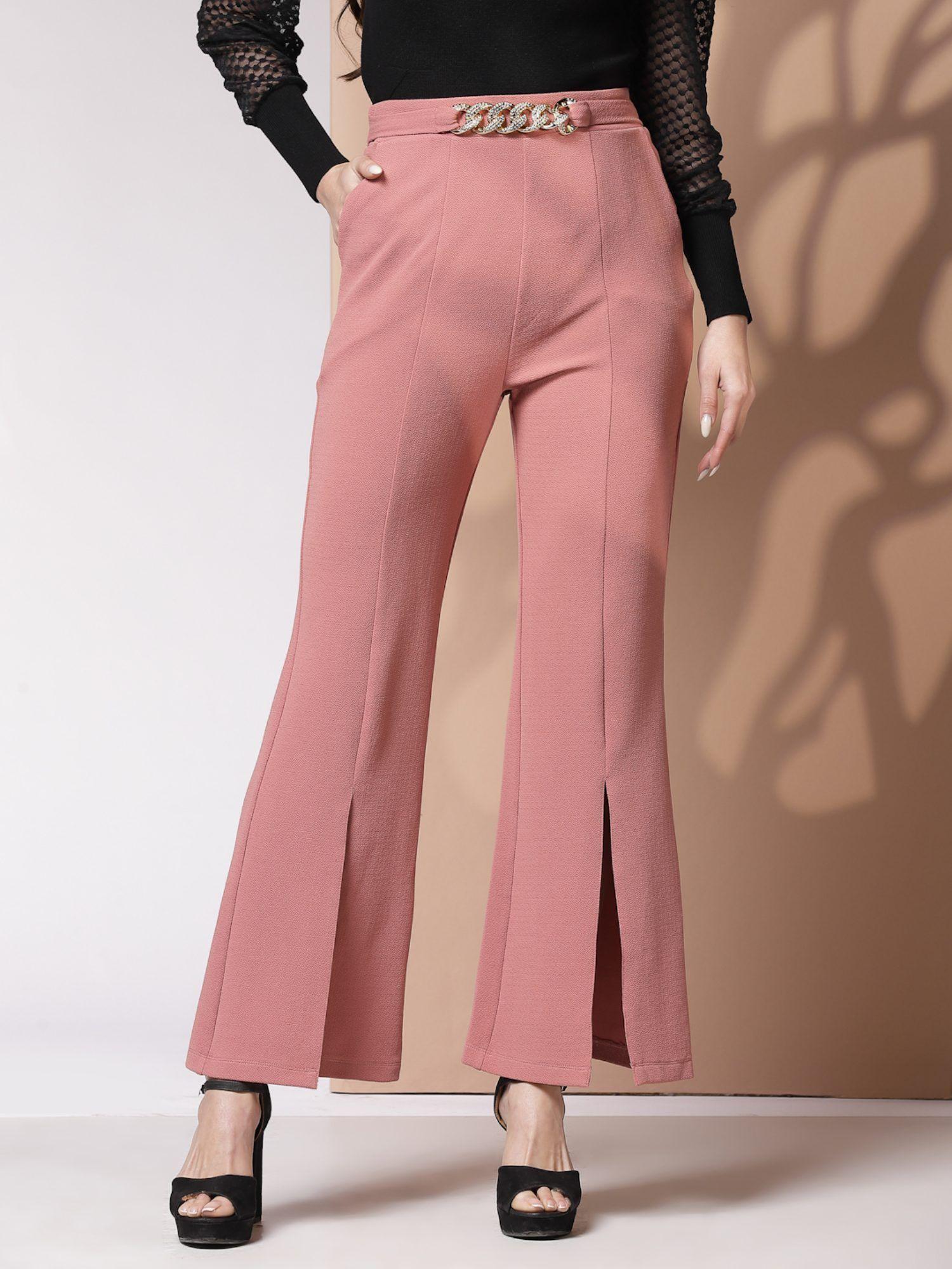 pink bootcut high rise trouser