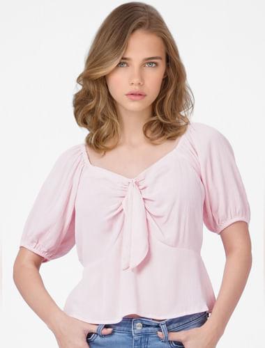 pink bow detail top