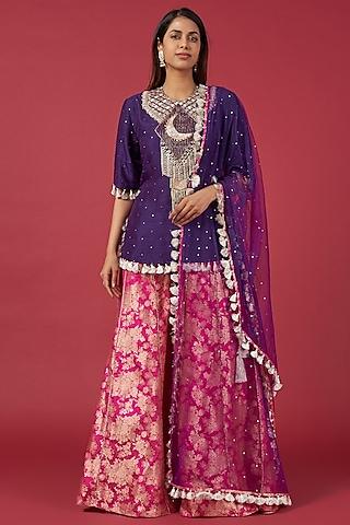 pink brocade sharara set