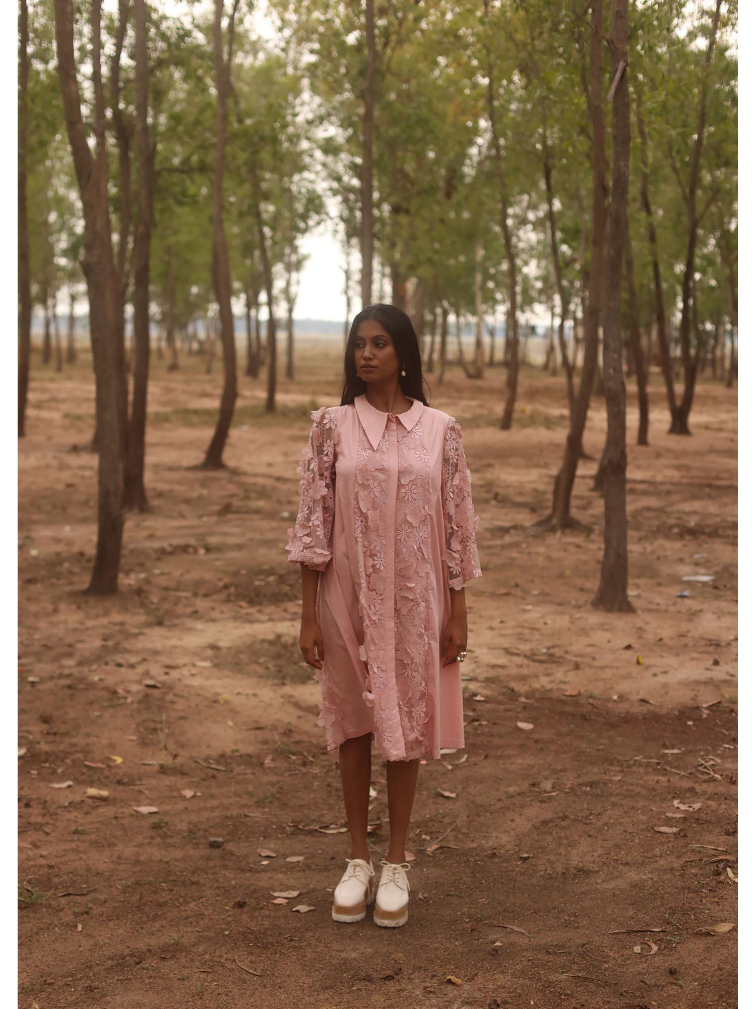 pink button down swish dress