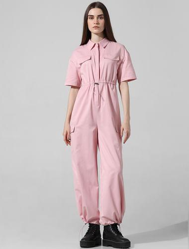 pink cargo jumpsuit