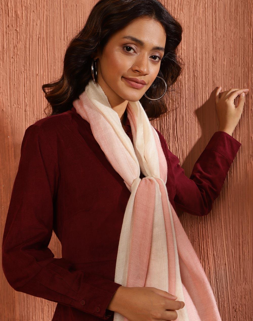 pink cashmere woven stole