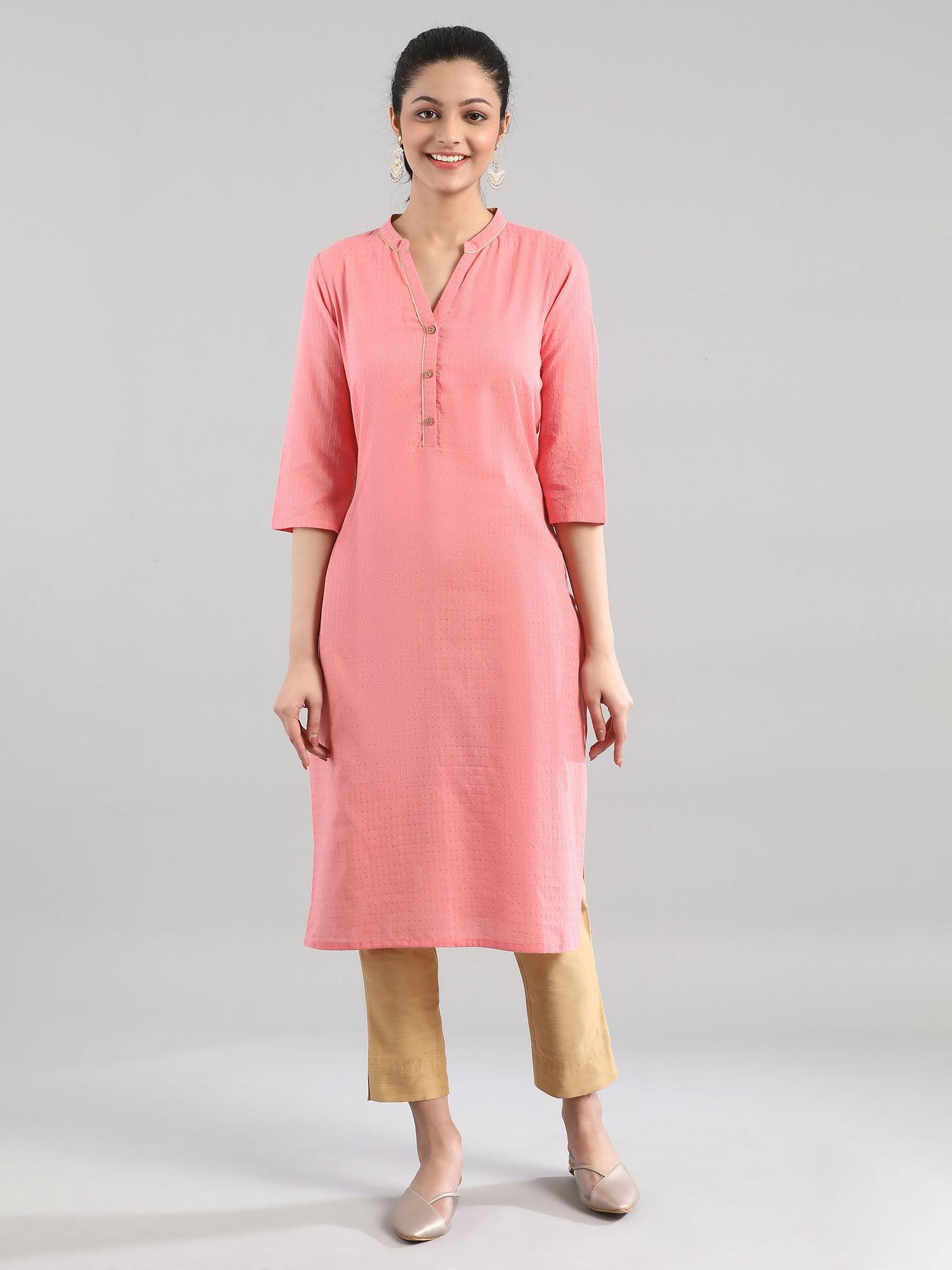 pink casual cotton kurta