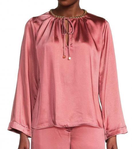 pink chain keyhole neck top