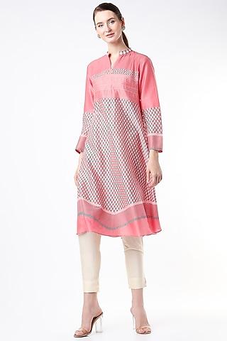 pink chanderi printed tunic