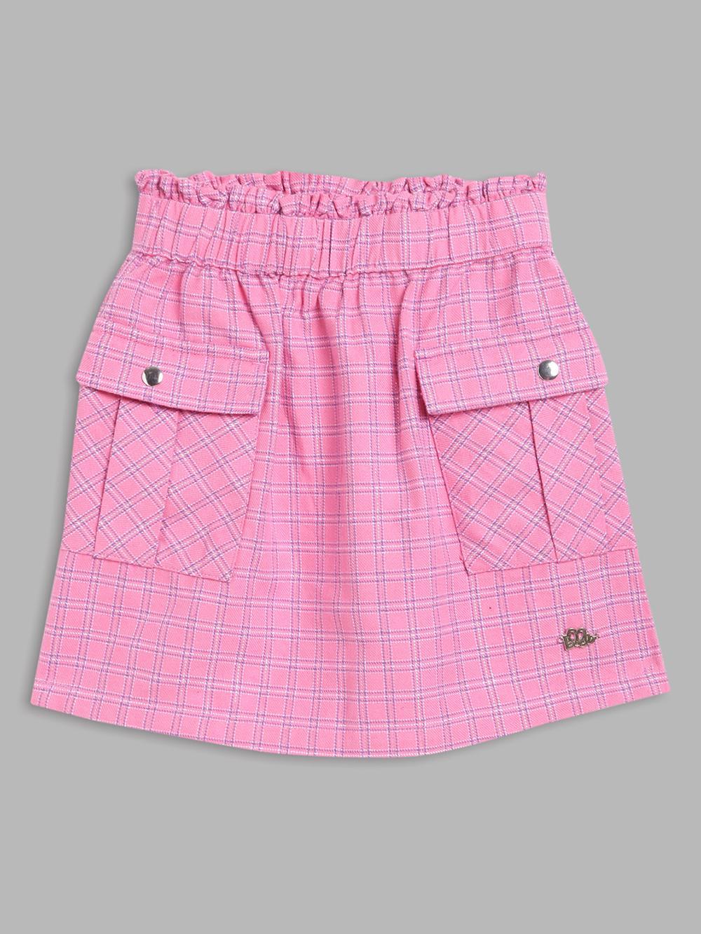 pink checked  skirt