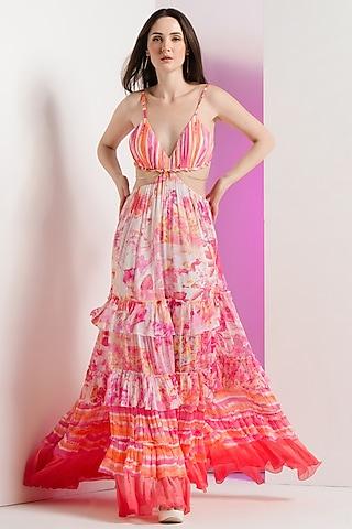 pink chiffon dress