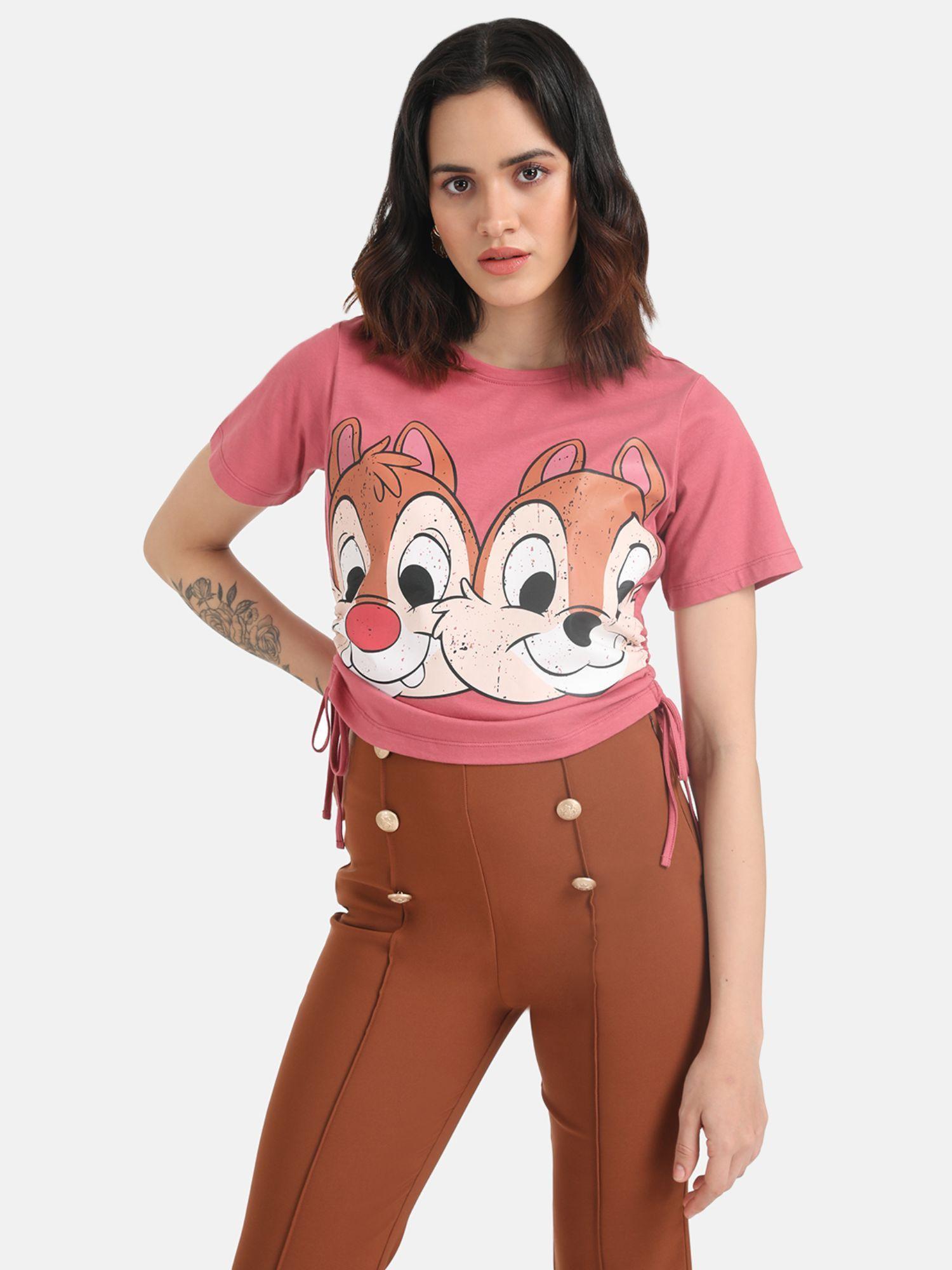 pink chip & dale disney printed crop t-shirt