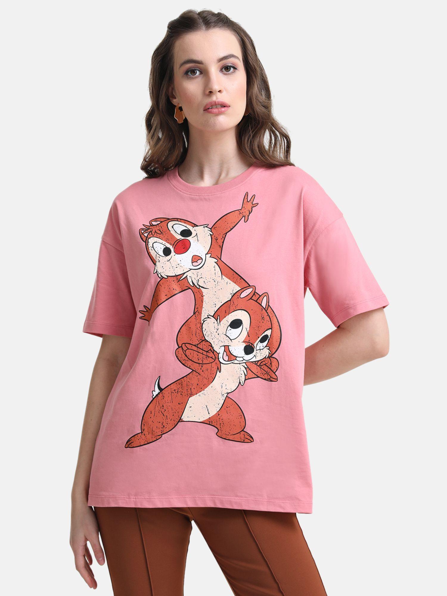 pink chip & dale disney printed long t-shirt