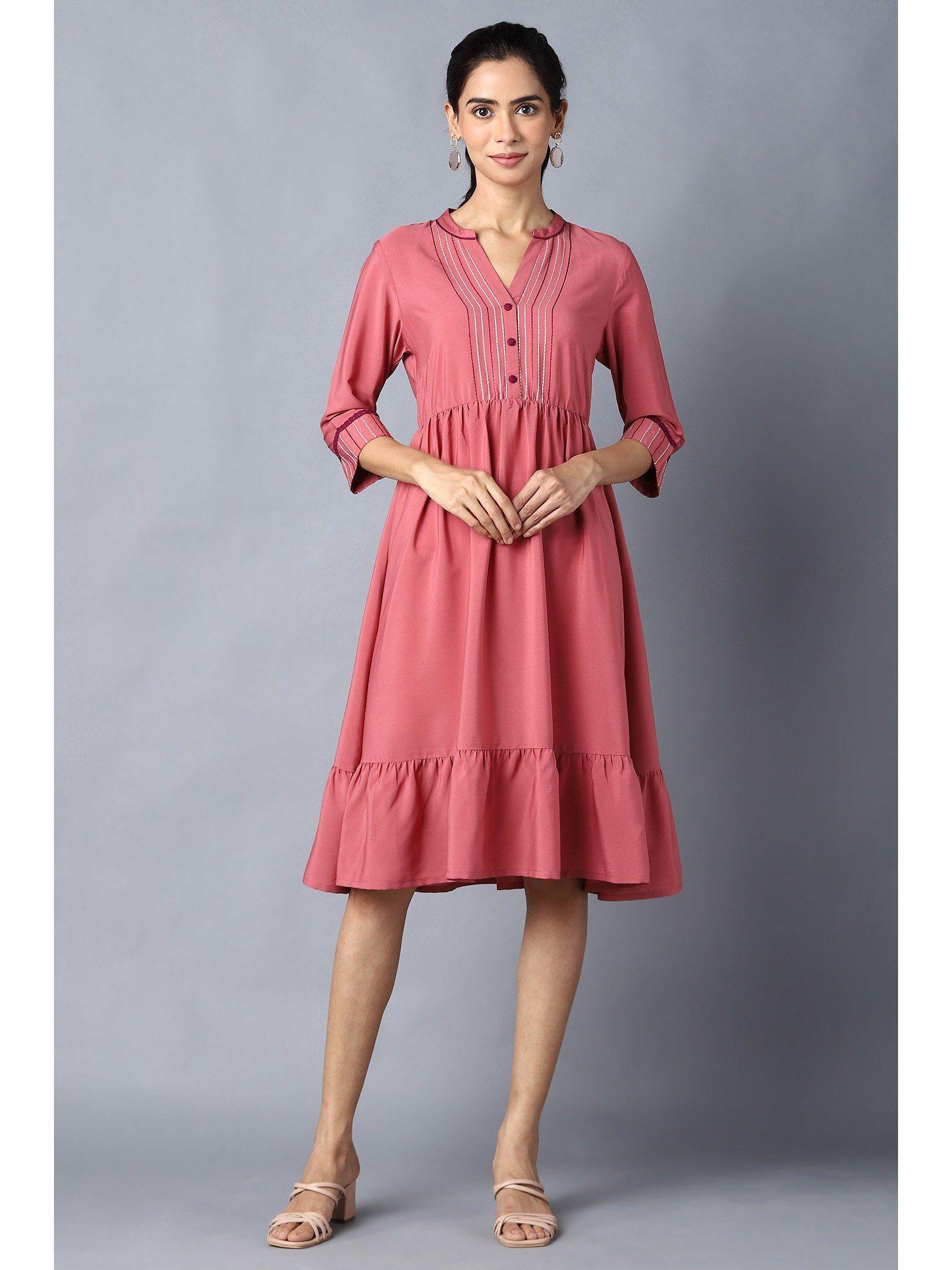 pink circular embroidered dress