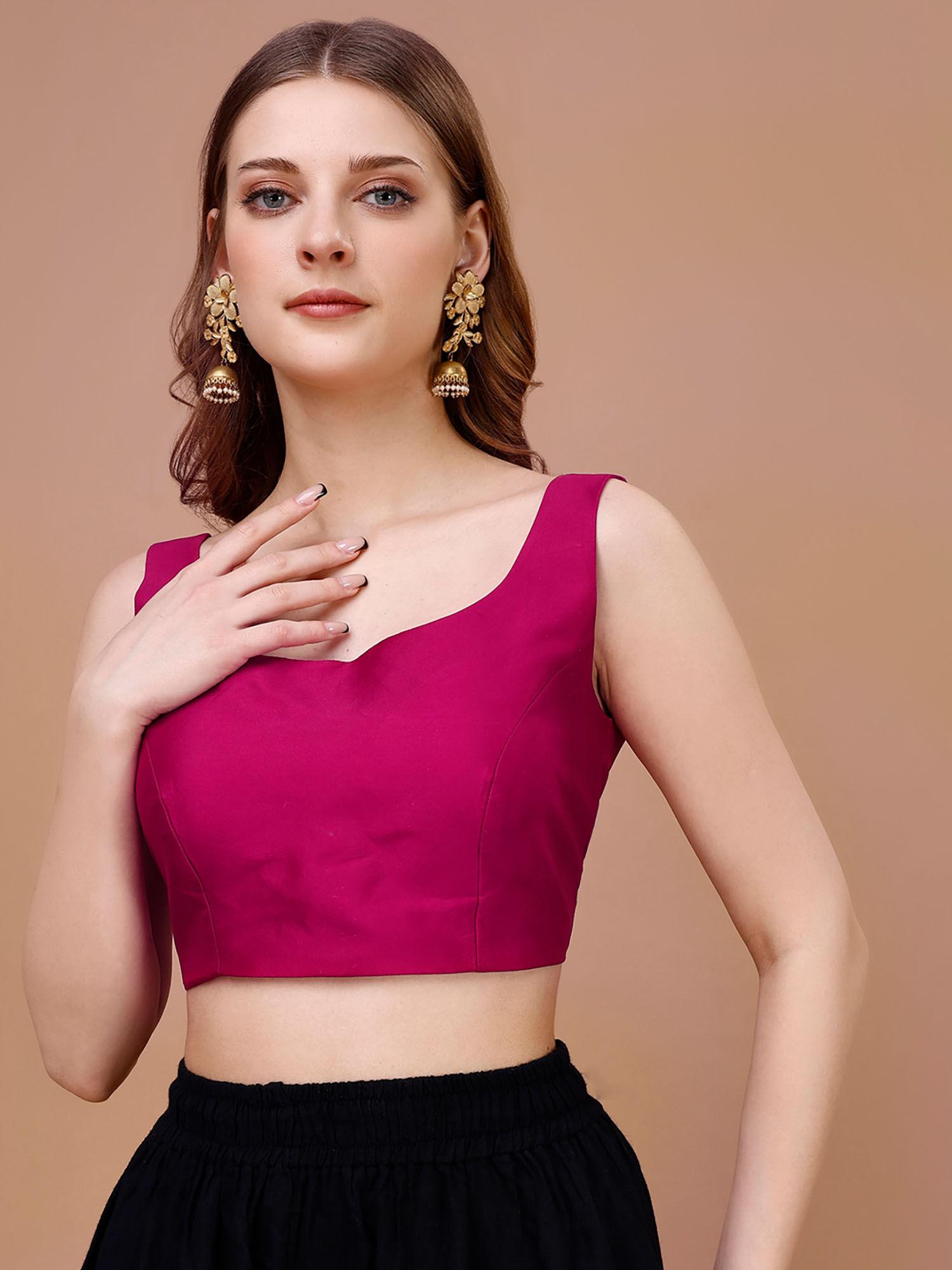 pink coloured taffeta sleeveless stitched blouse