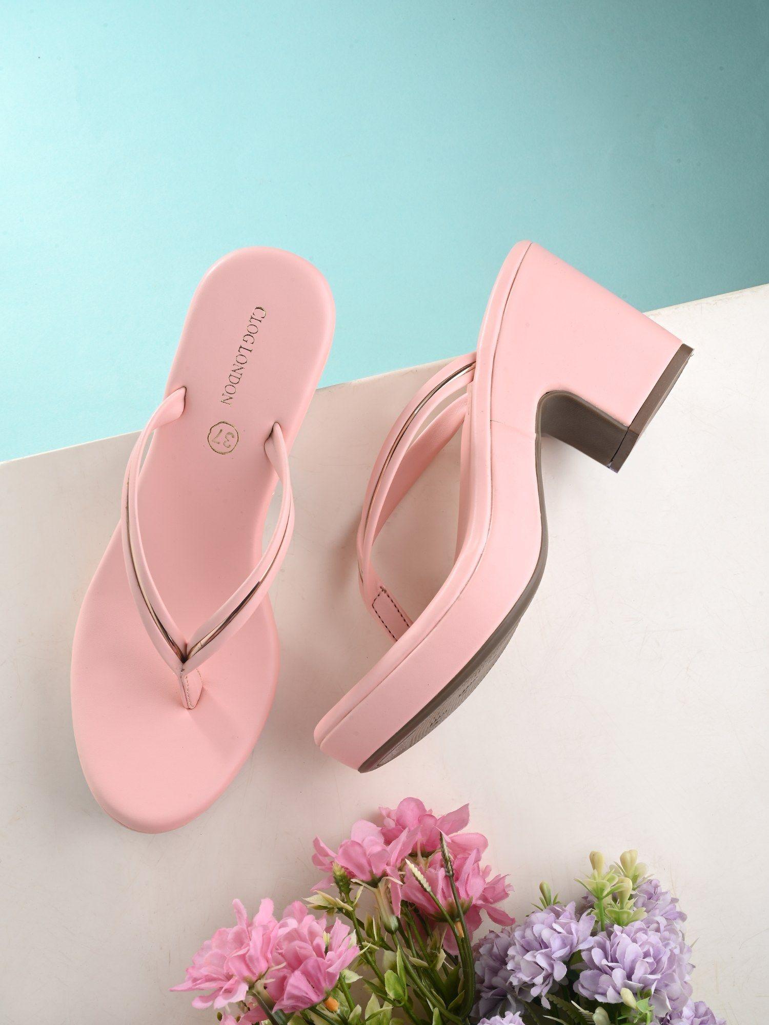 pink comfortable heel sandals