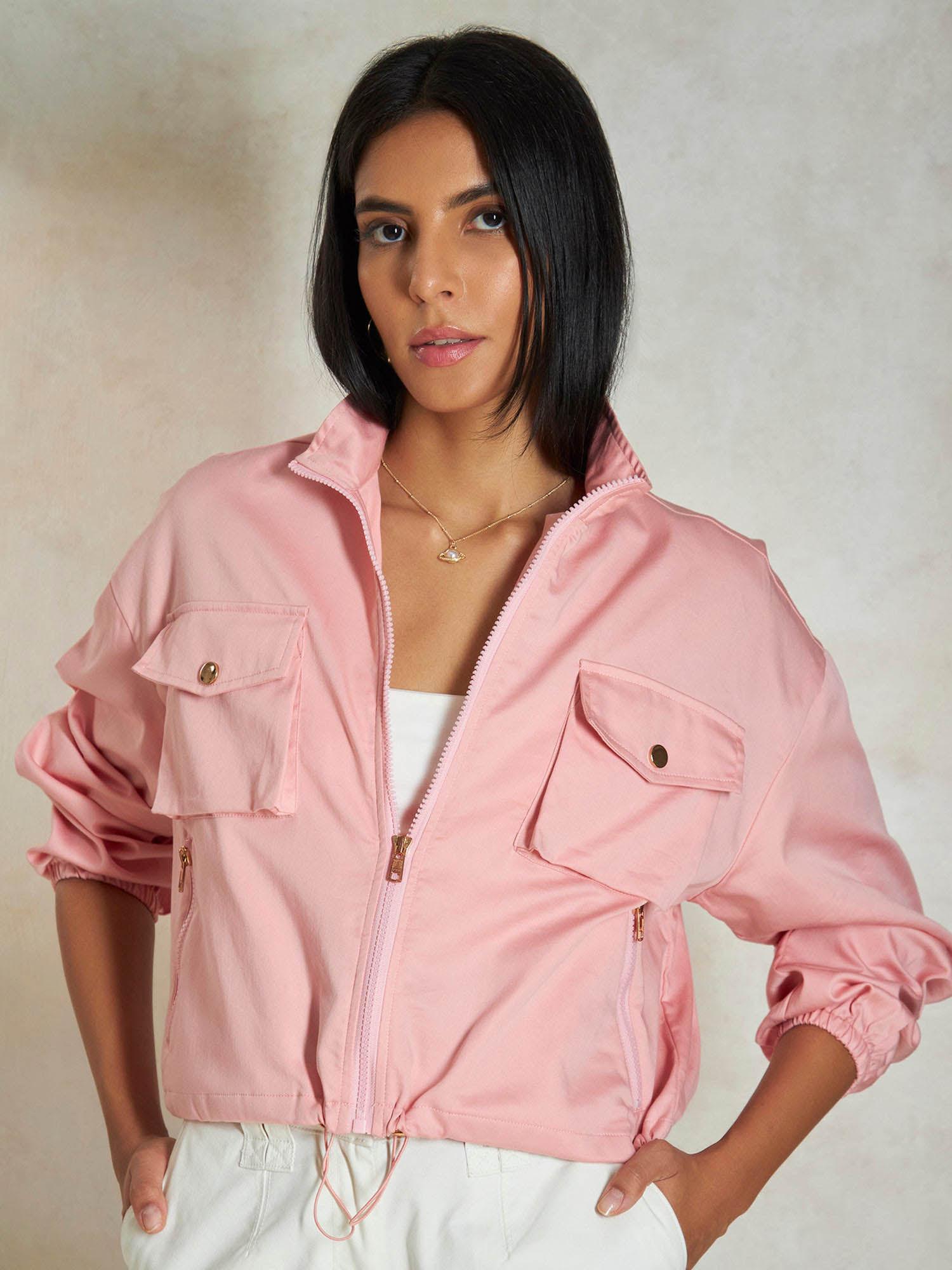 pink cool cotton bomber jacket