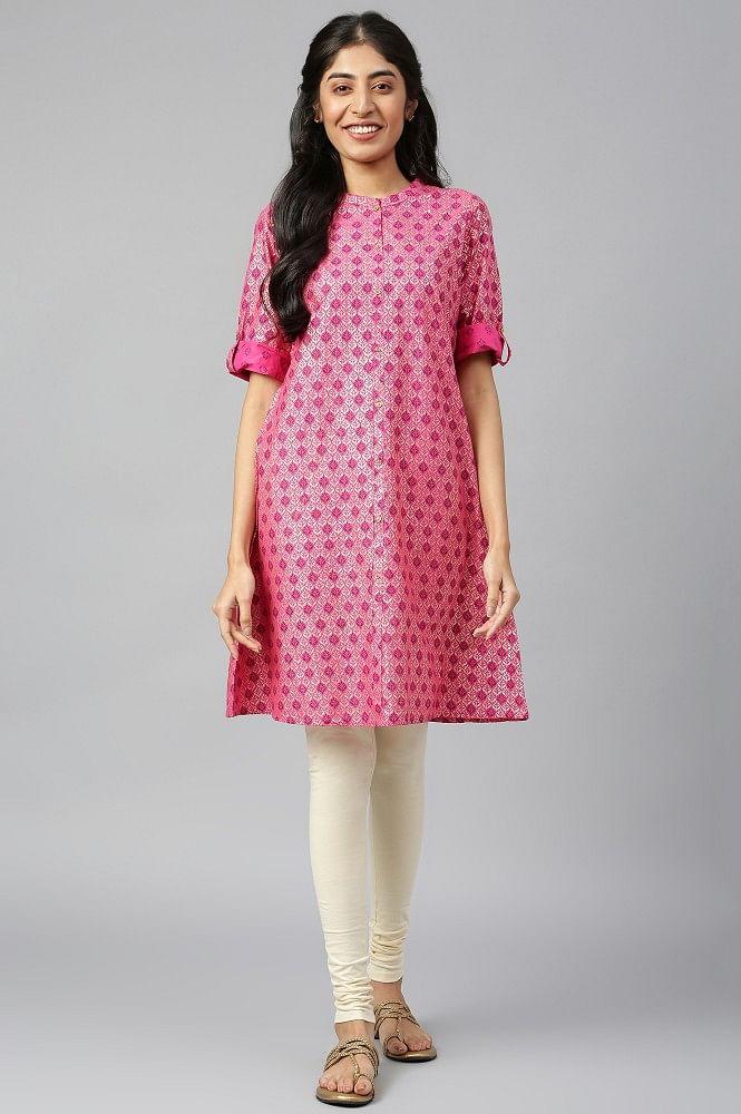 pink cotton a-line dress