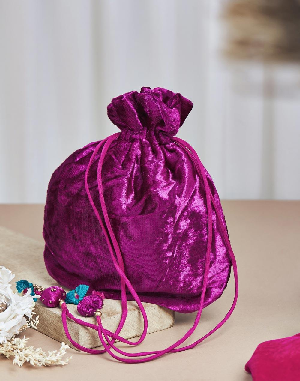 pink cotton blend potli bag