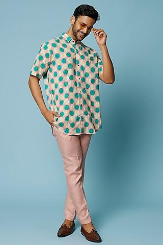 pink cotton block printed shirt