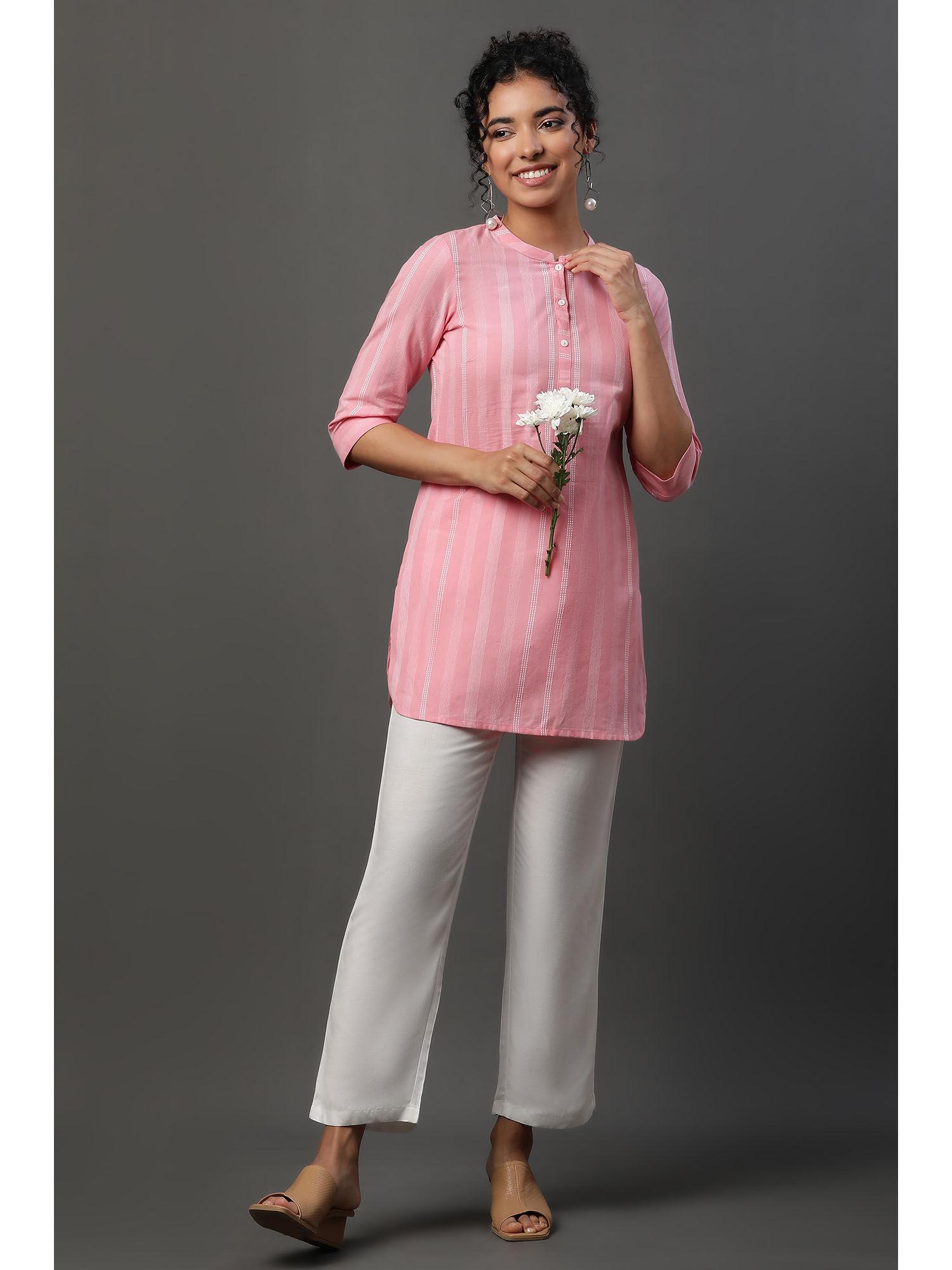 pink cotton casual smart kurti