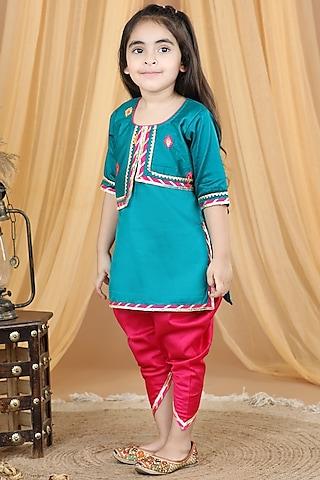 pink cotton dhoti set for girls