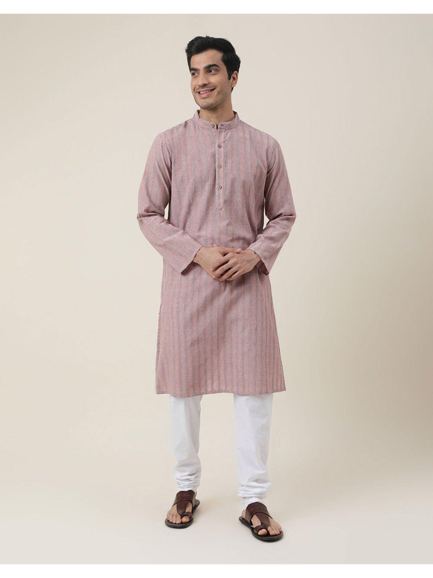 pink cotton dobby long kurta