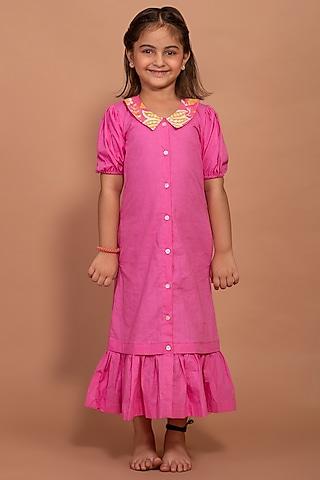 pink cotton dress for girls