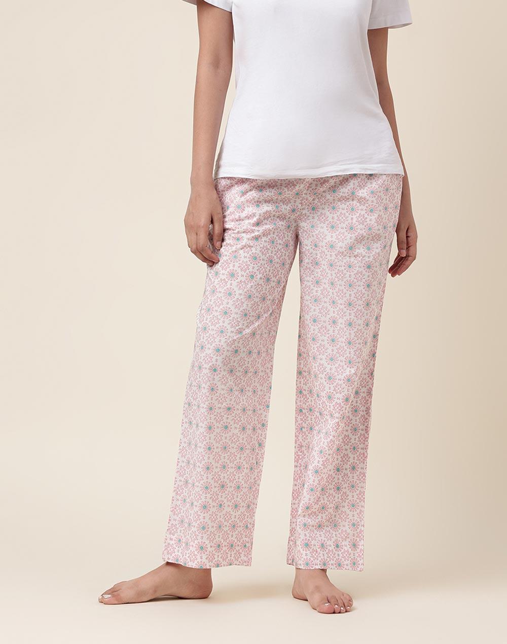 pink cotton hand block printed pyjama