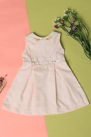 pink cotton hand embroidered dress for girls