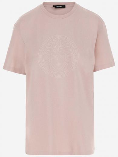 pink cotton jersey t-shirt with medusa
