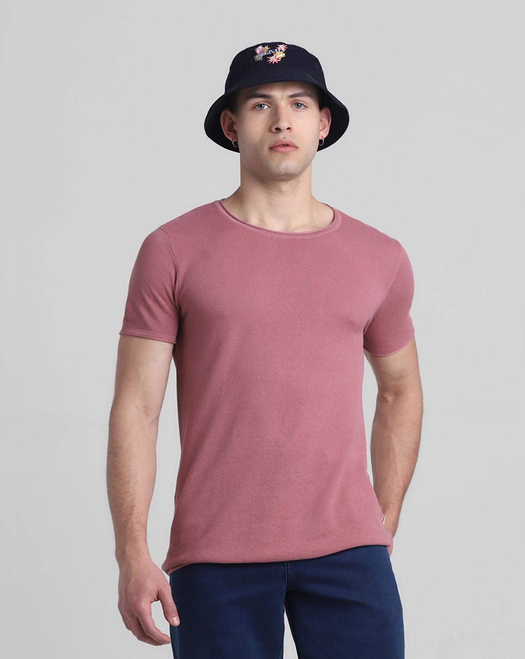 pink cotton knitted t-shirt