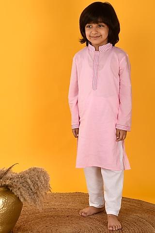 pink cotton kurta set for boys
