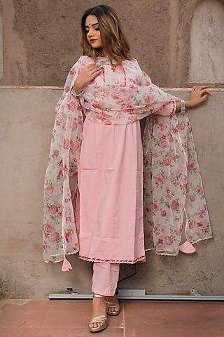 pink cotton kurta set