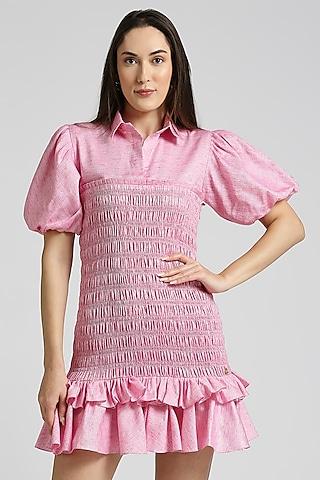 pink cotton mini dress