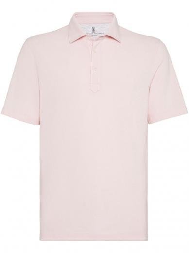 pink cotton piquet polo shirt