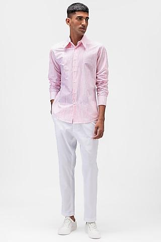 pink cotton poplin printed shirt