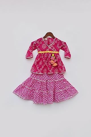 pink cotton printed sharara set for girls