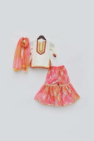 pink cotton printed sharara set for girls